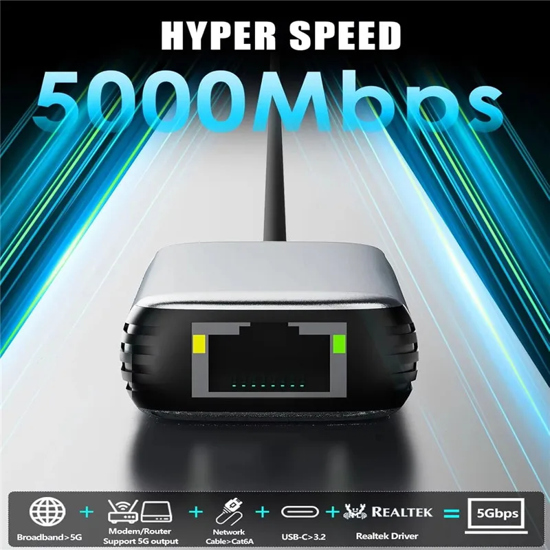 Адаптер сетевой карты 5000 мбит/с usb/type-c к rj45 адаптер 5 гбит/с usb 3 - Фотография_2