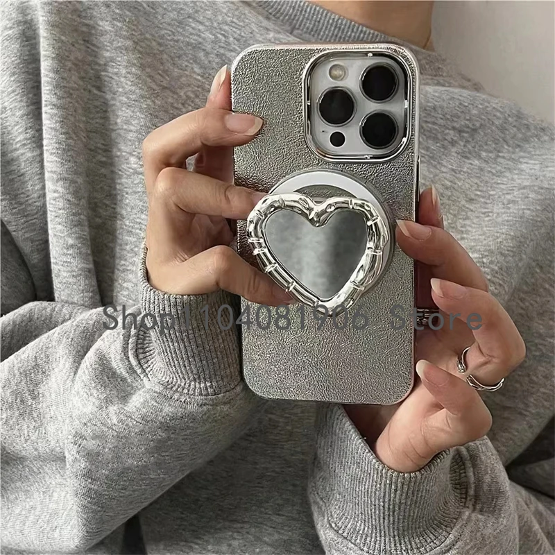 Ins серебристое зеркало в форме сердца