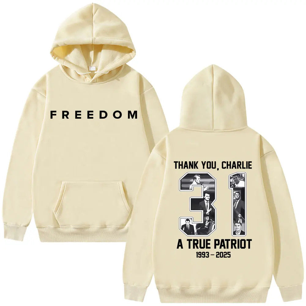 Толстовка с графическим принтом charlie kirk freedom для мужчин и женщин - Фотография_6