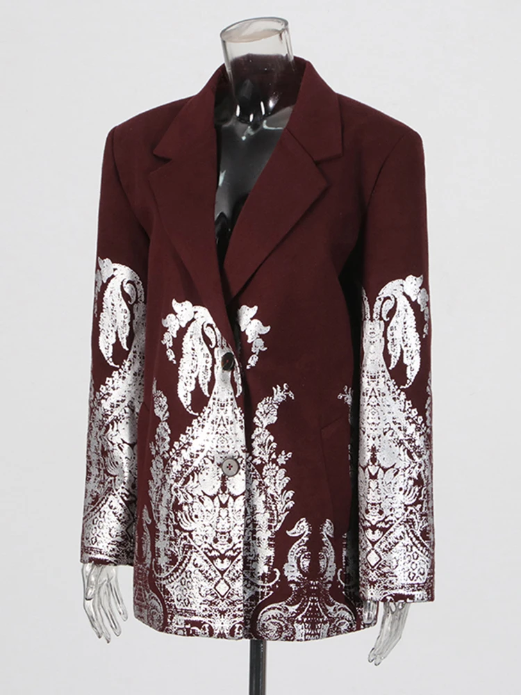 Twotwinstyle бордовые блейзеры с принтом для женщин - Фотография_5