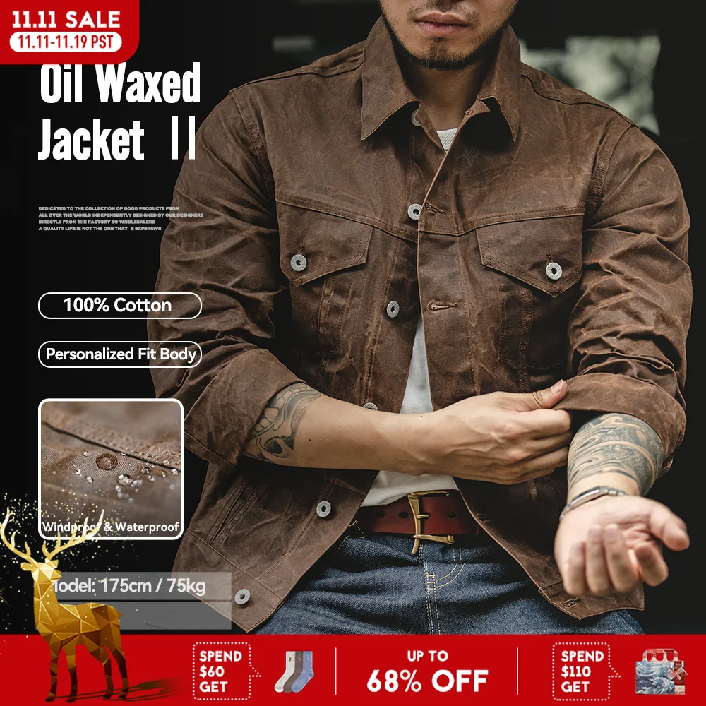 Maden ретро тяжелая парусиновая куртка с маслом и воском
