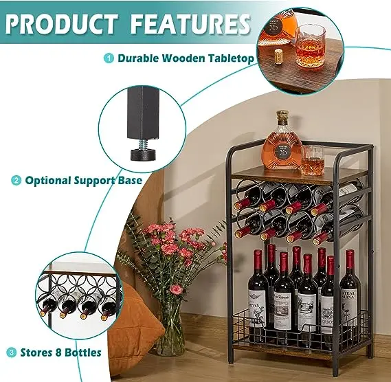 Лидер продаж, 3-уровневая настольная подставка для винного бара - Фотография_6