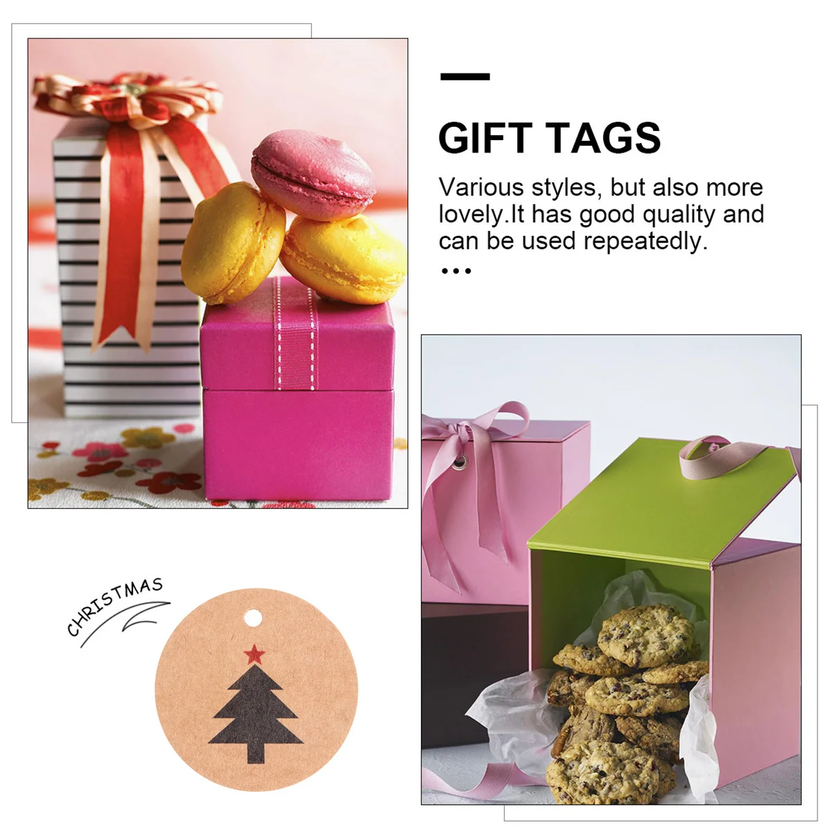 Круглые рождественские бумажные бирки с подвесным отверстием - Фотография_5