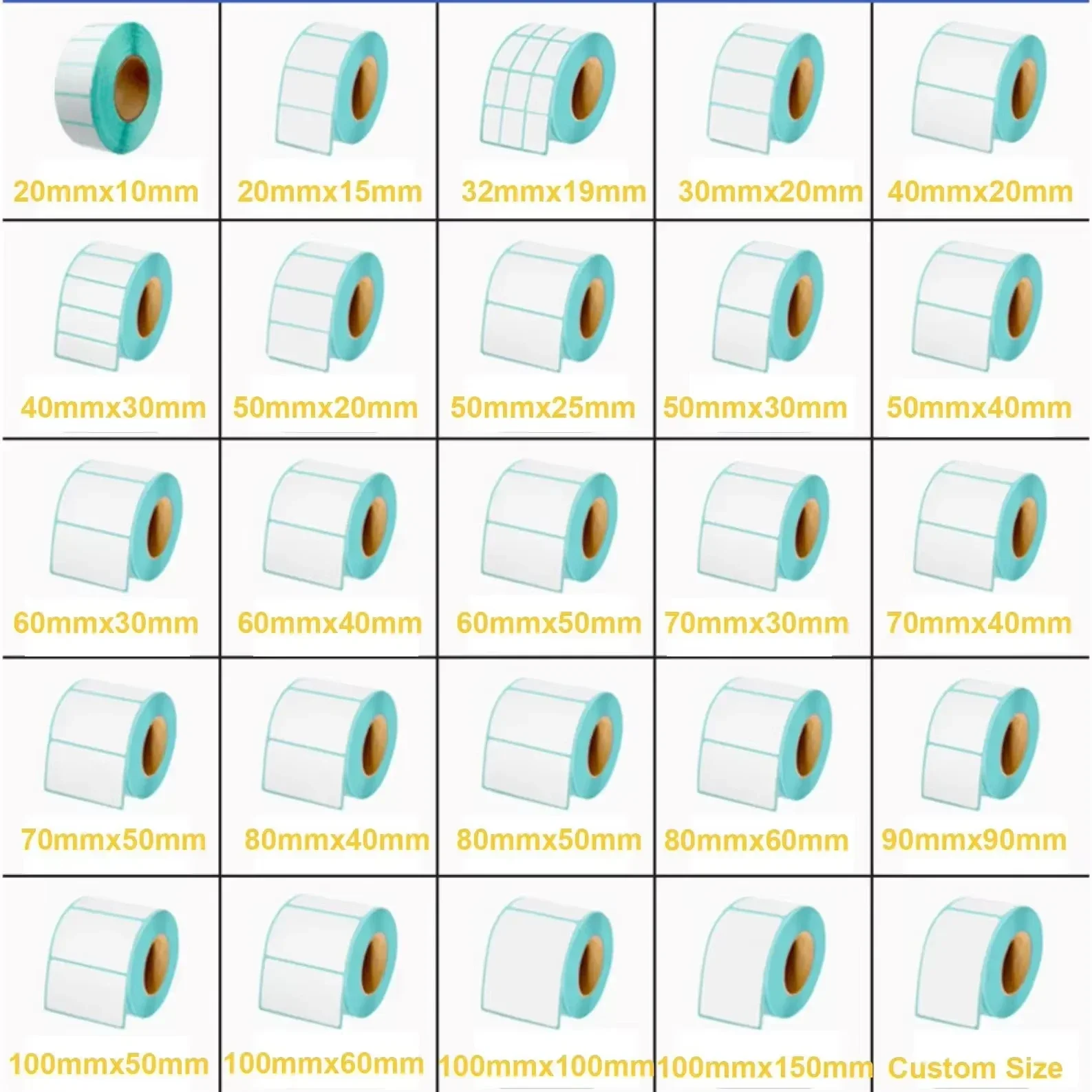 Многоразмерная термоэтикетка 20-50 мм