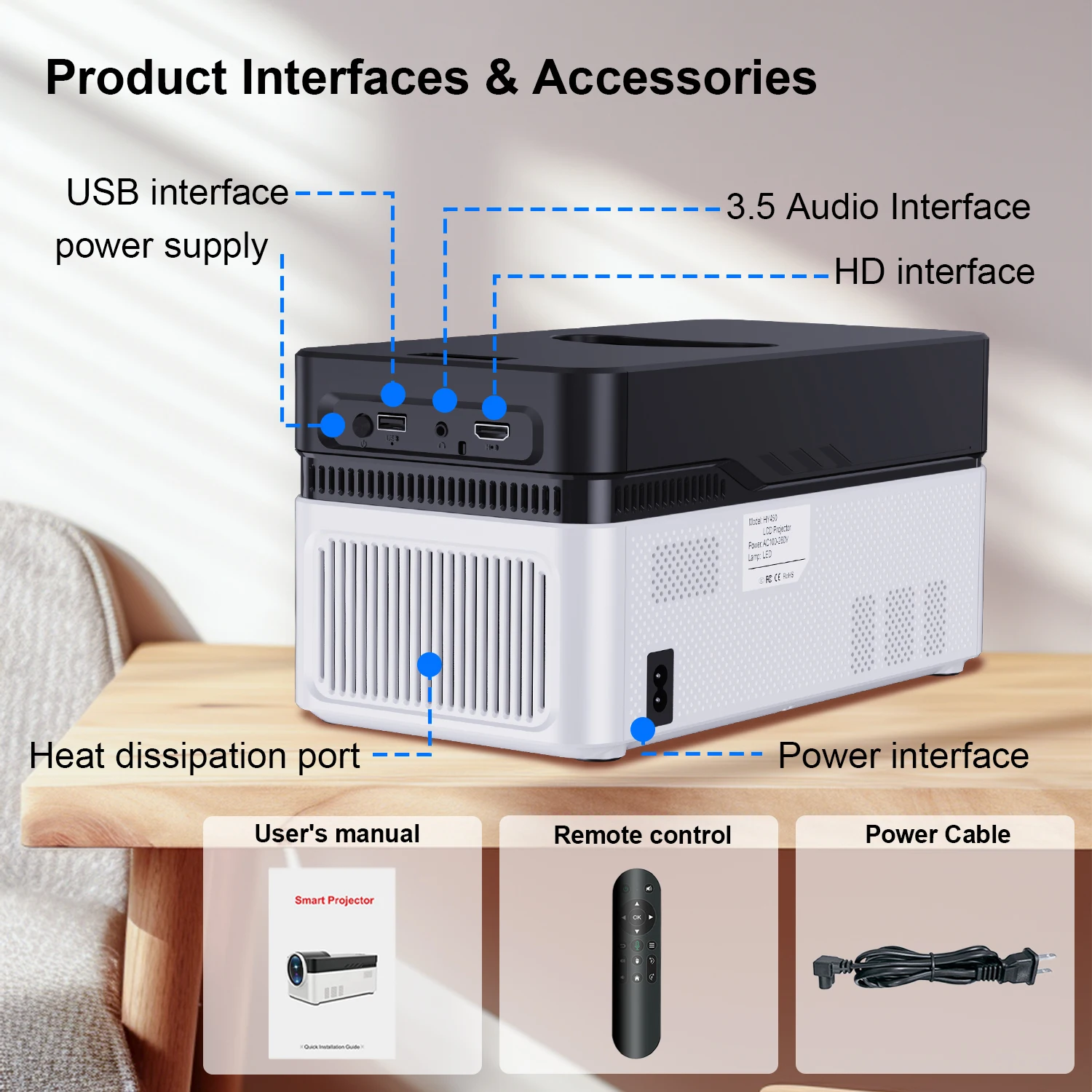 Проектор velec hy450 pro с портативной ручкой 900ansi - Фотография_6