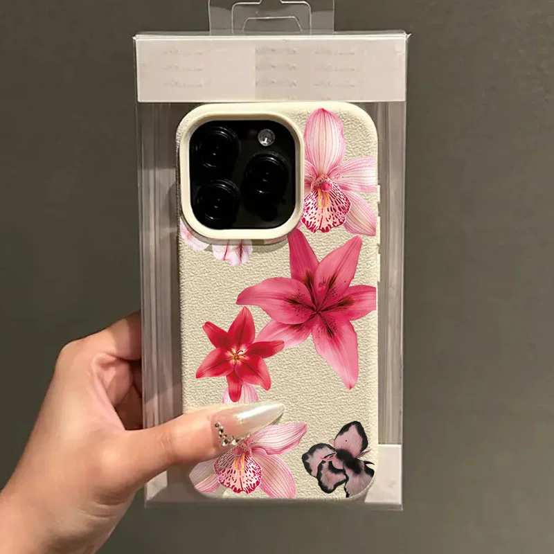 Модный розовый чехол для телефона с цветочным дизайном для iphone 16 - Фотография_2