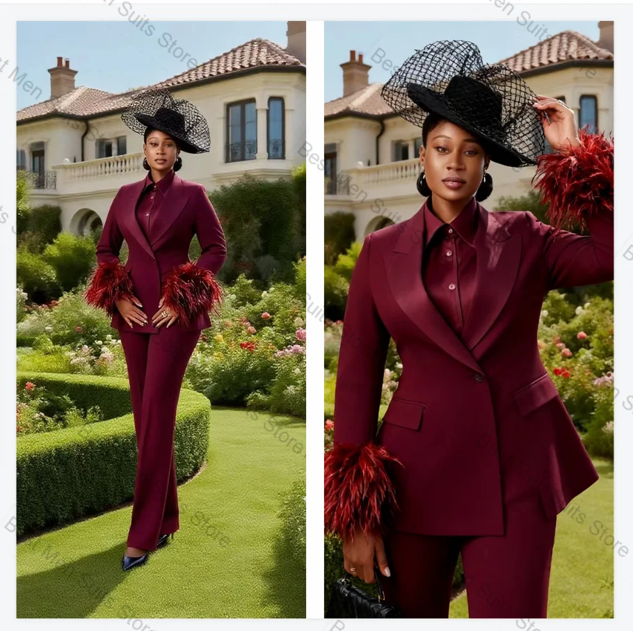 Бордовый женский костюм и брюки - Фотография_2