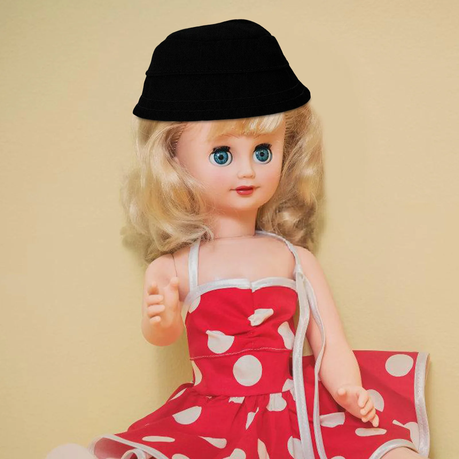 Мини-черная рыбацкая шляпа с открытым верхом для тканевых шапок 17 см - Фотография_2