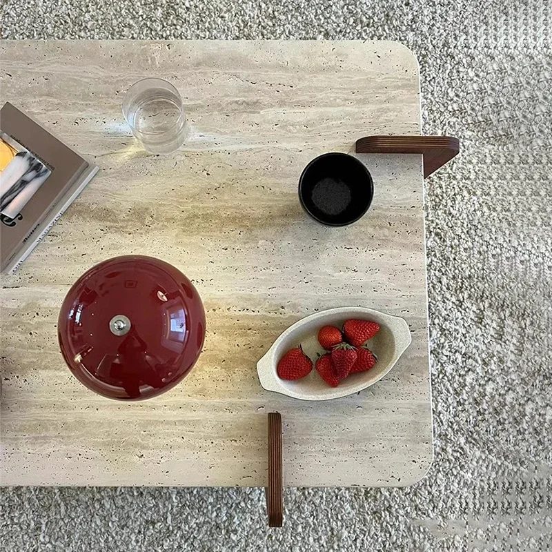 Скандинавские журнальные столики wabi sabi из натурального травертина - Фотография_3