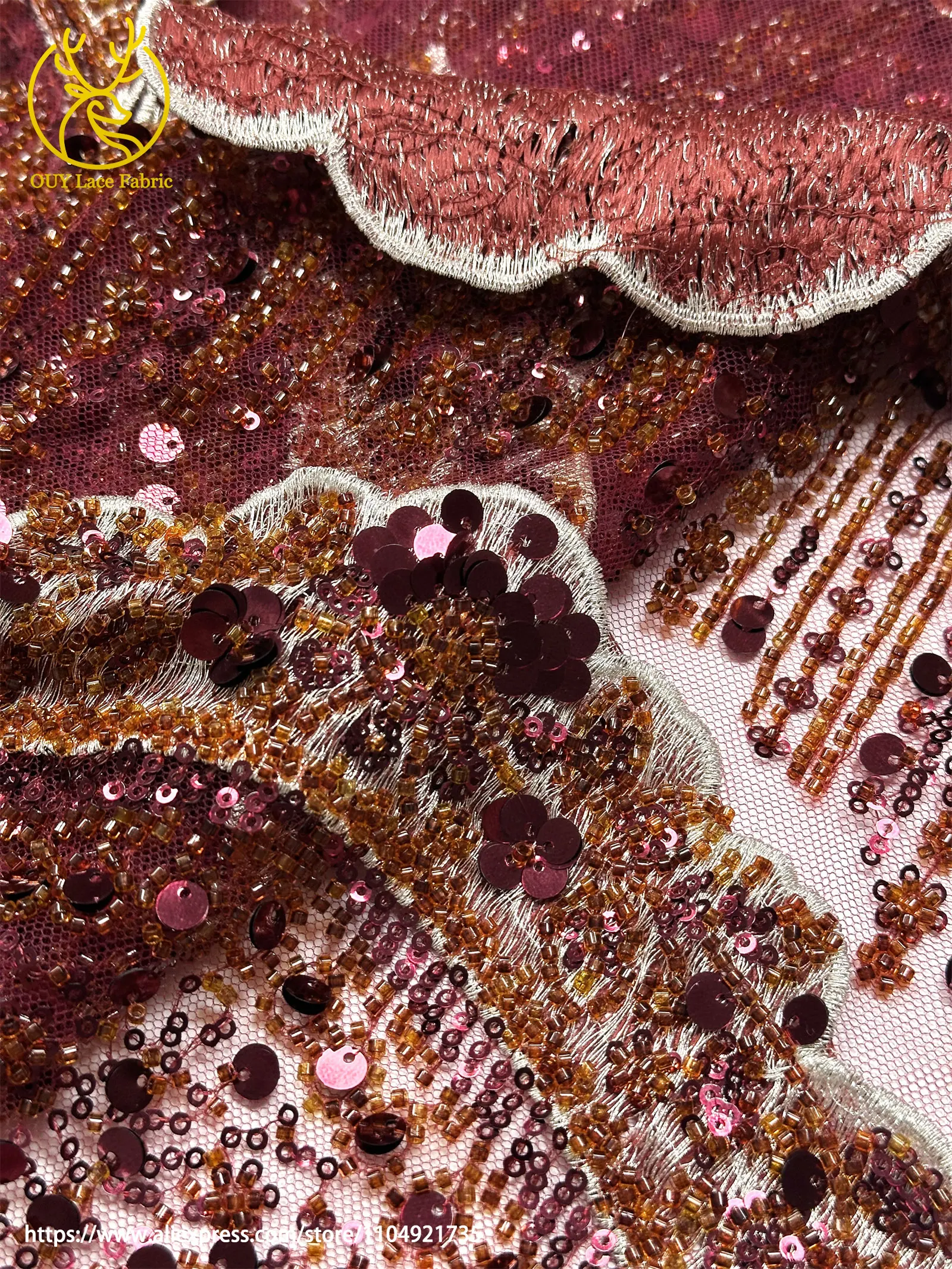 3d роскошная африканская кружевная ткань с вышивкой - Фотография_4