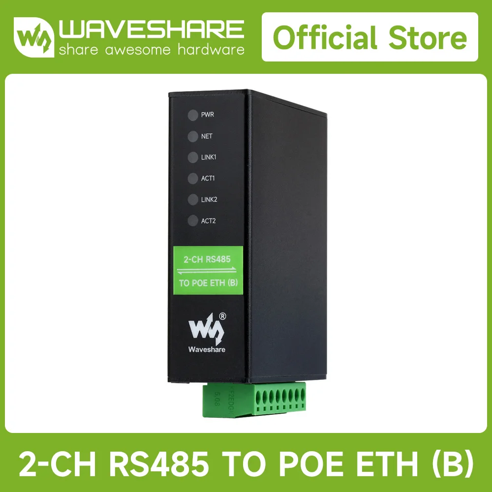 2-канальный последовательный сервер waveshare rs485 к rj45 ethernet