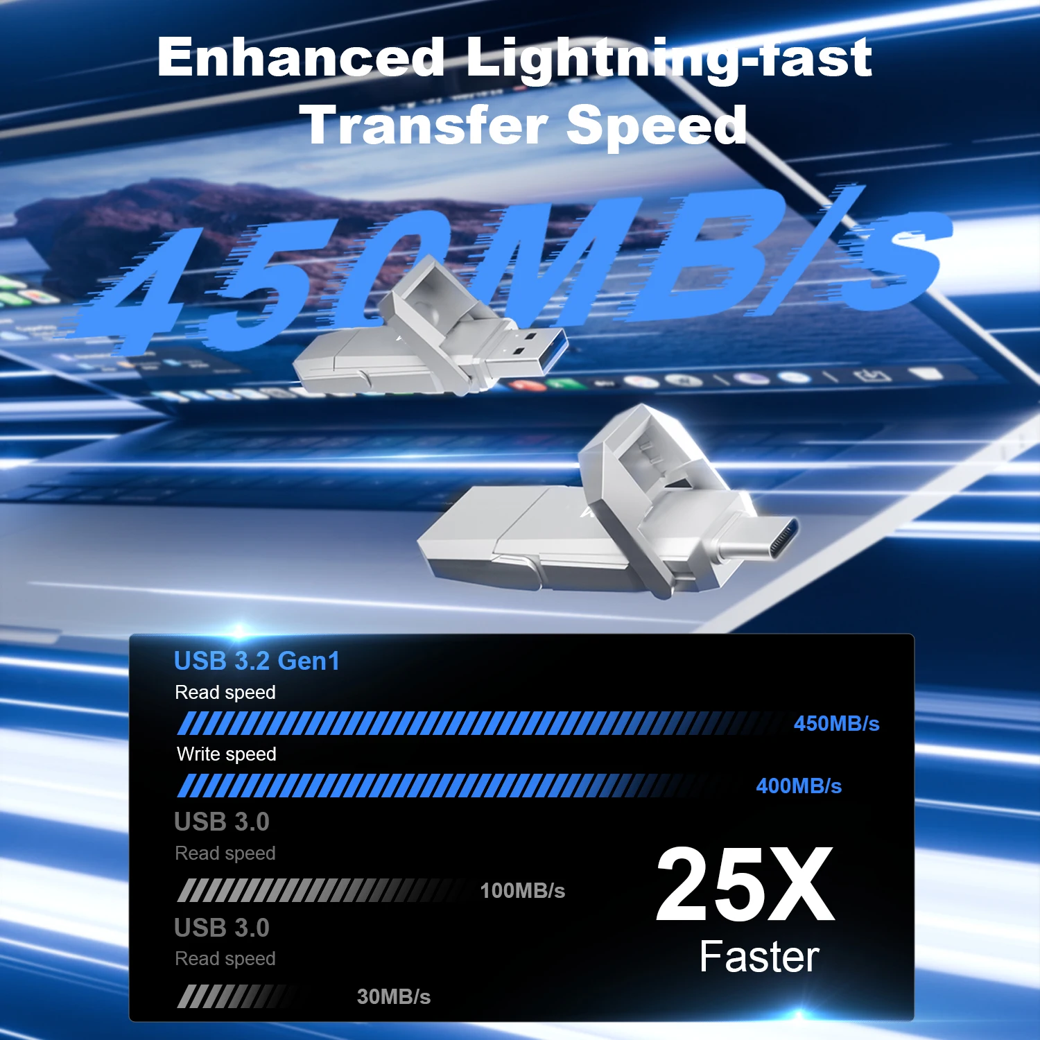 Kootion u54 флэш-накопитель usb c 256 гб 512 гб 450 мб/с usb 3 - Фотография_2