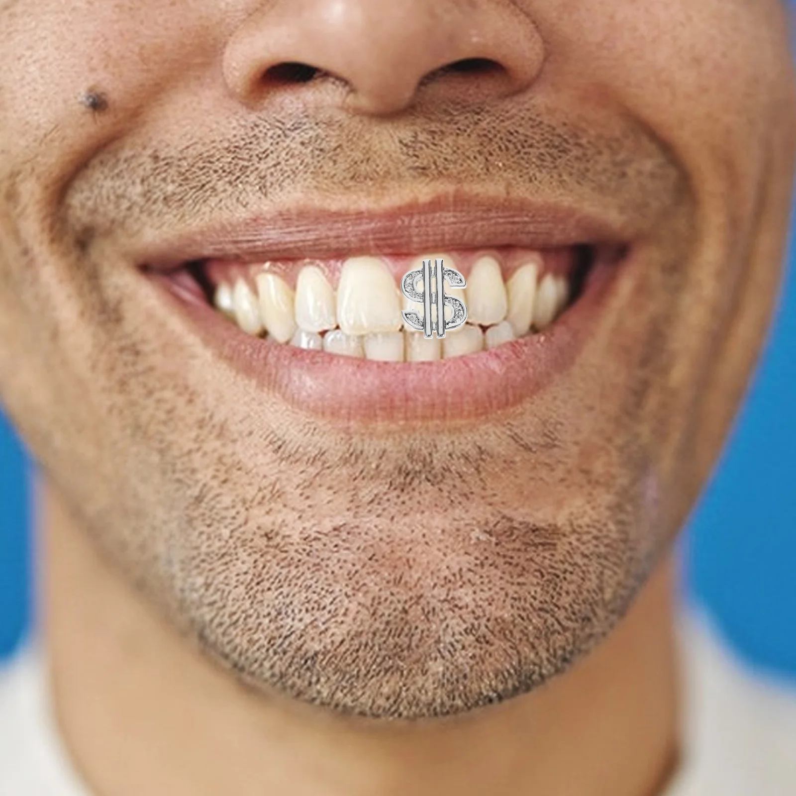 Серебряная кепка с одним зубом в стиле хип-хоп - Фотография_5