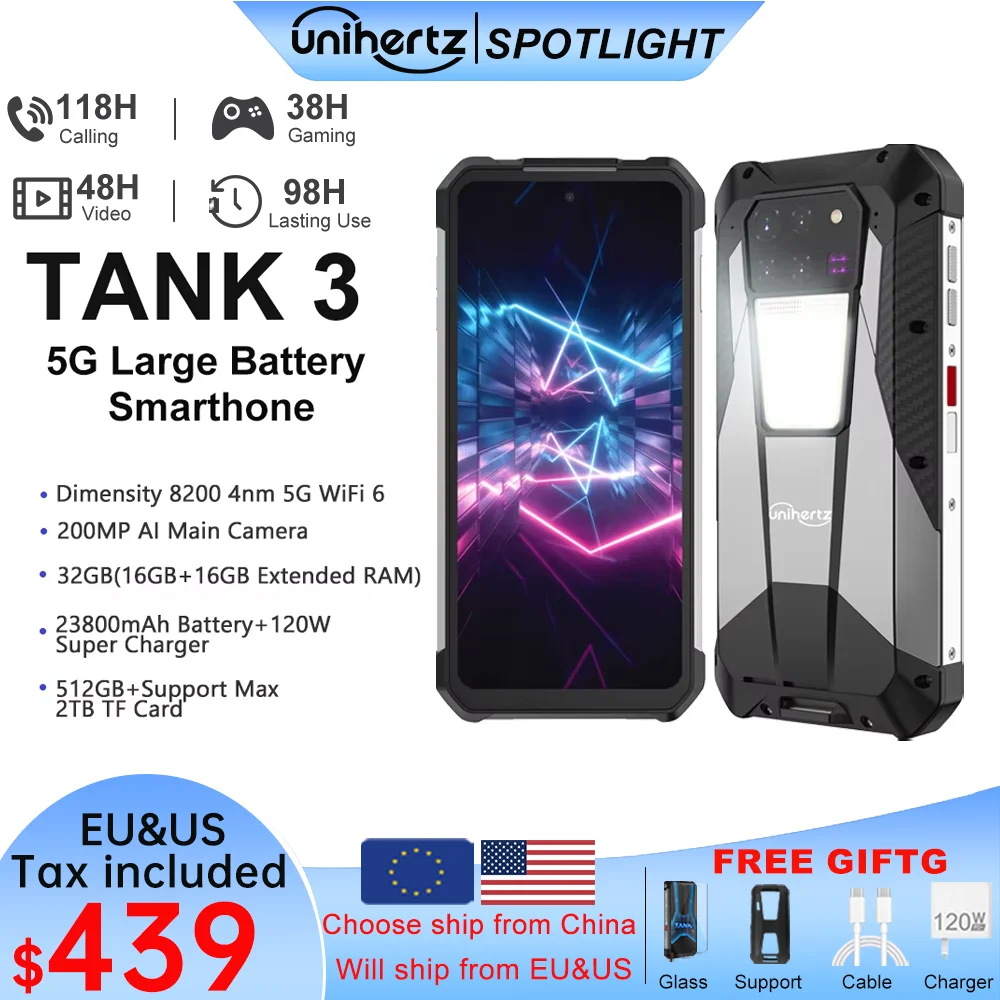 Смартфон повышенной прочности us au eu stock unihertz 8849 tank 3