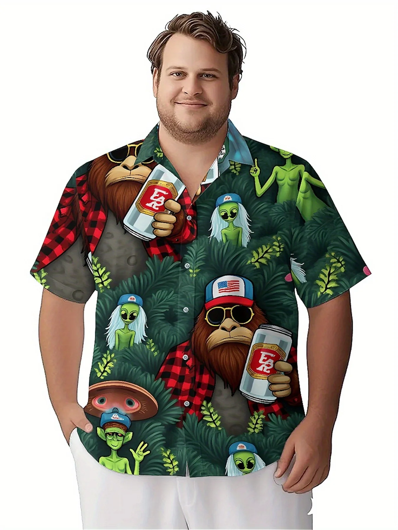 Мужские гавайские рубашки больших размеров с узором forest adventurer - Фотография_5