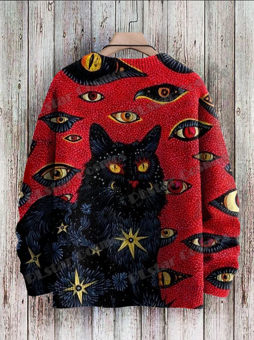 Мужской пуловер с 3d-рисунком кошачий глаз - Фотография_2