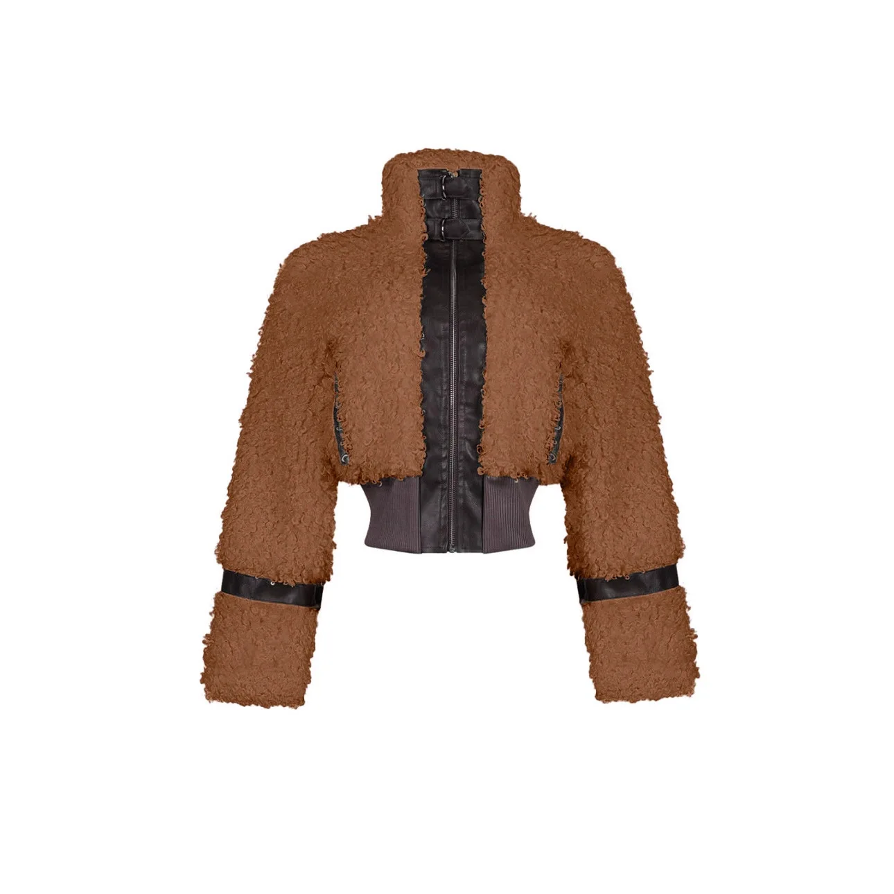 Женское кожаное стеганое пальто - Фотография_5