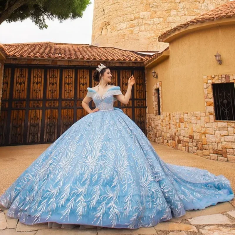 Блестящее платье quinceanera цвета - Фотография_2