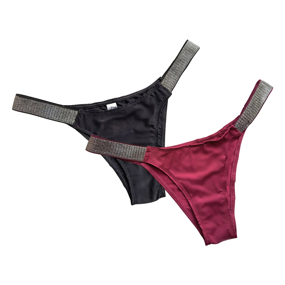 Блестящие женские стринги с заниженной