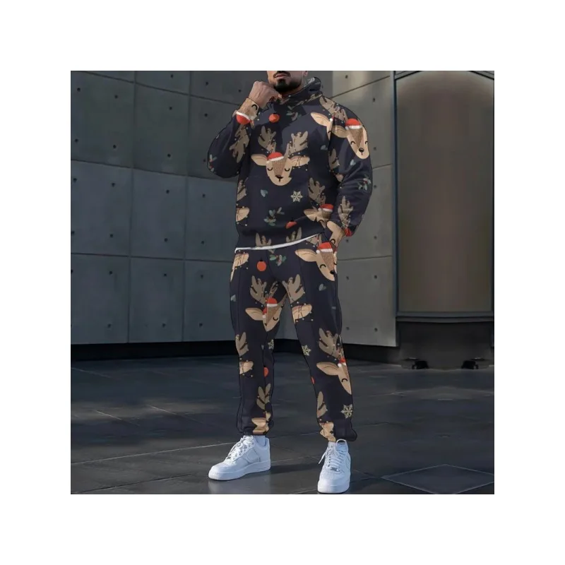 Свободный 3d мужской комплект с капюшоном - Фотография_2