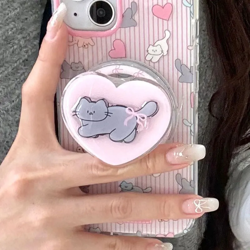 Мультяшный кот love heart серый - Фотография_4