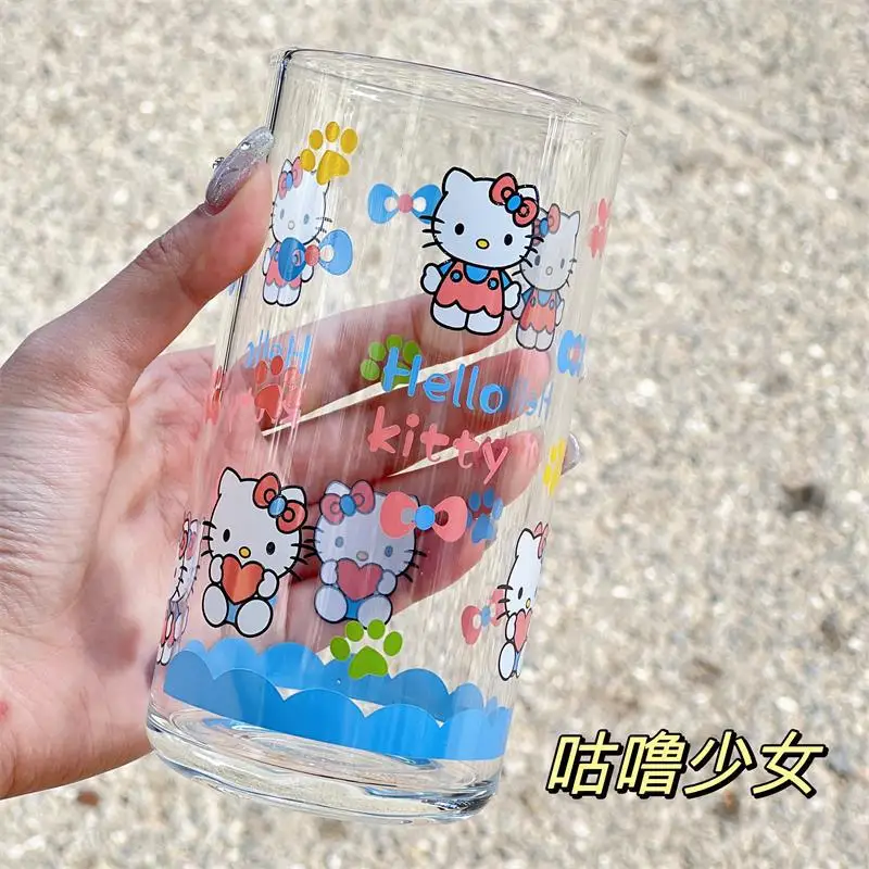 Kawaii sanrio hello kitty аниме мультяшная стеклянная чашка для дома - Фотография_6