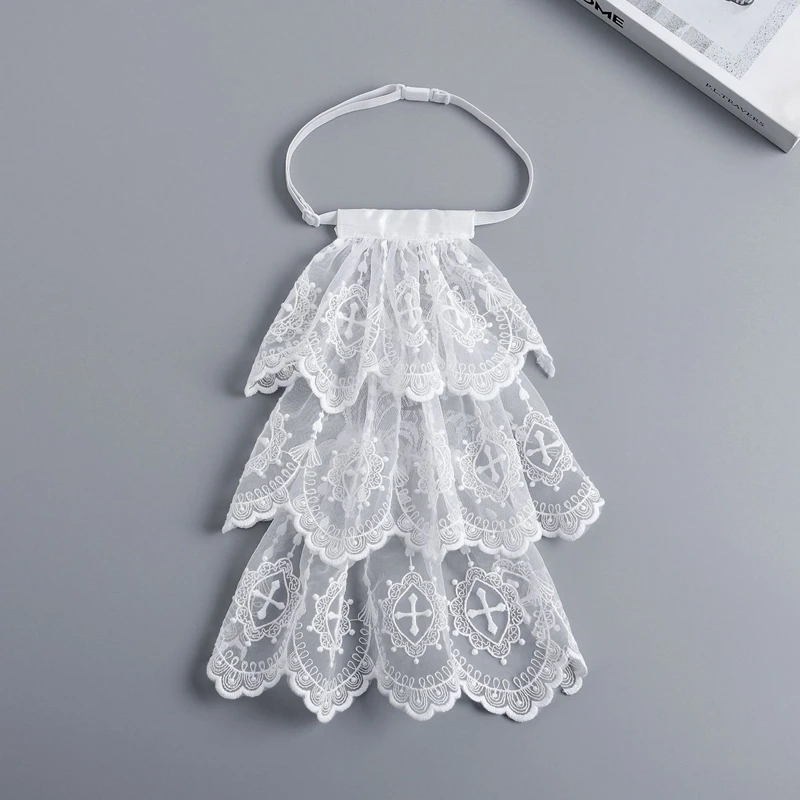 Элегантный кружевной многослойный шарф с рюшами - Фотография_3