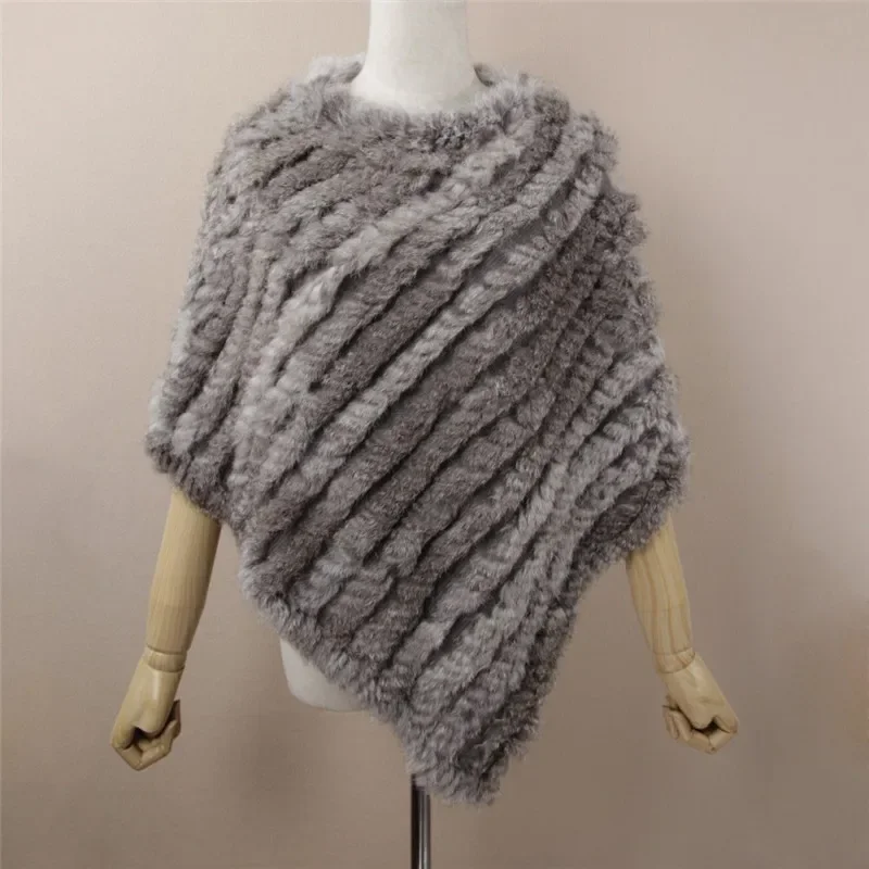 23-цветное женское пончо из натурального кроличьего меха - Фотография_4