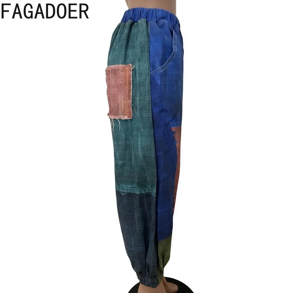Fagadoer модные джинсовые брюки с цветными блоками - Фотография_5