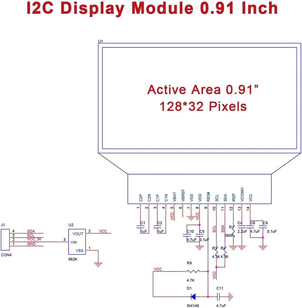 0,91-дюймовый 128x32 iic i2c белый/синий - Фотография_6