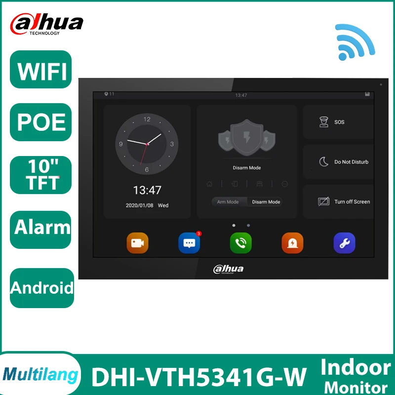 Dahua vth5341g-w android poe 10-дюймовый цифровой внутренний монитор