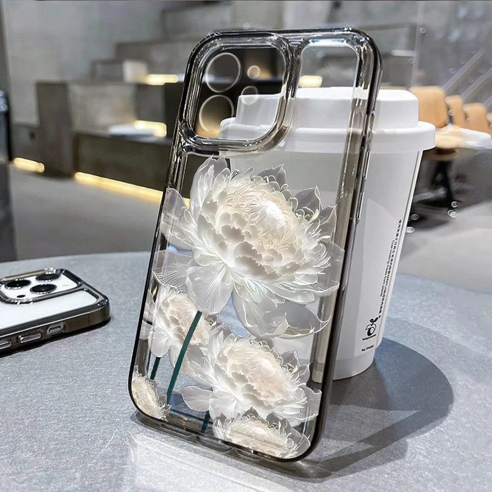 Прозрачный чехол для телефона с цветком лотоса для iphone 16 pro max