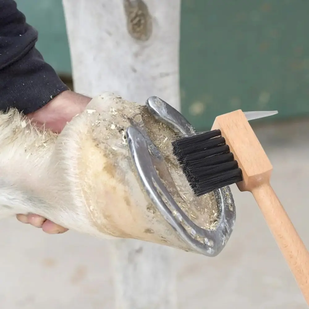 Щетка для ухода за копытами с деревянной ручкой - Фотография_3