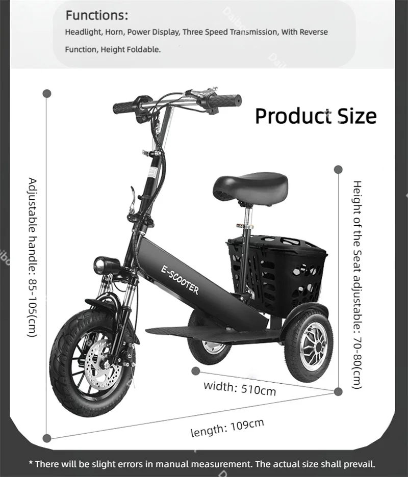 Складной мини-электрический трехколесный - Фотография_3