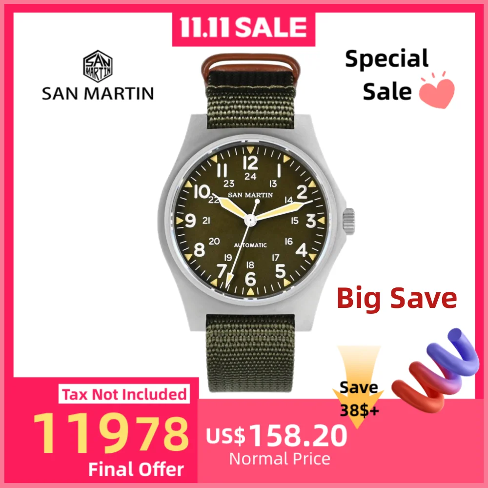 San martin 38 мм nh35 полевые автоматические