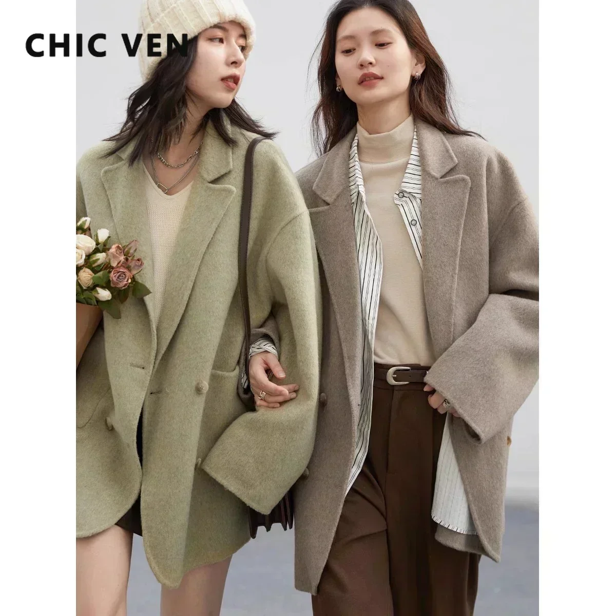 Женские шерстяные пальто chic ven