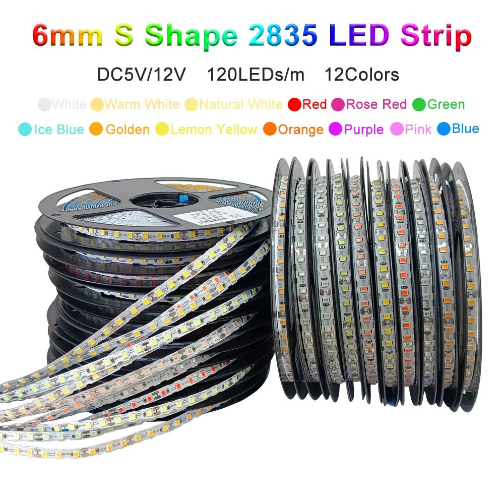 Светодиодная лента dc 5 в 12 в s-образной формы 2835 smd