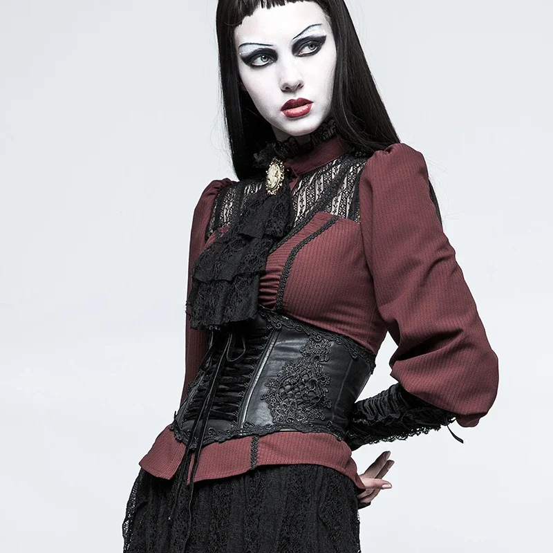 Женский кожаный корсет с вышивкой в стиле панк-рейв - Фотография_4