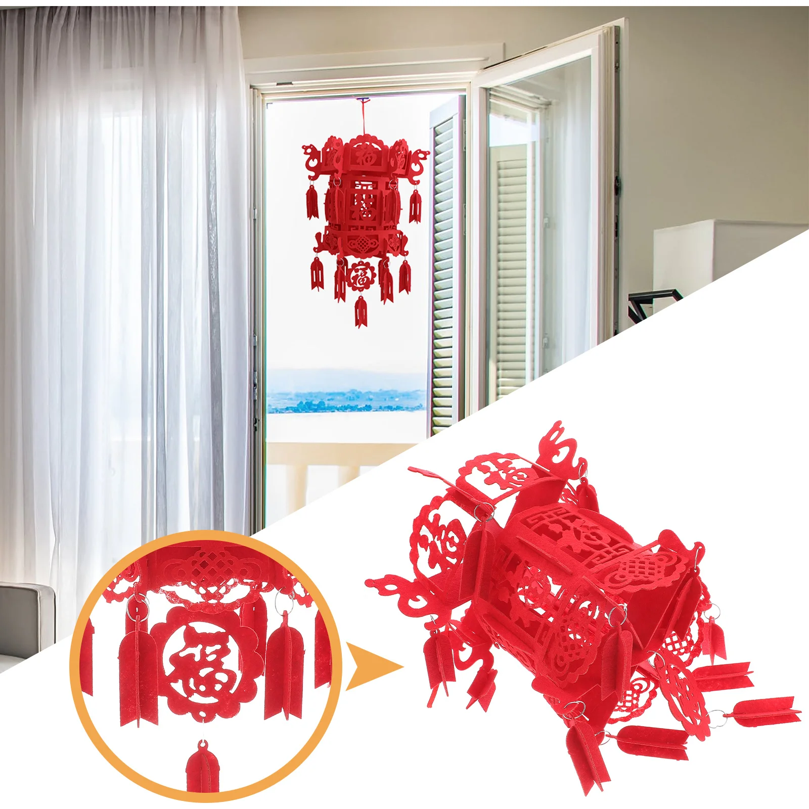 Красные весенние праздничные фонарики - Фотография_4