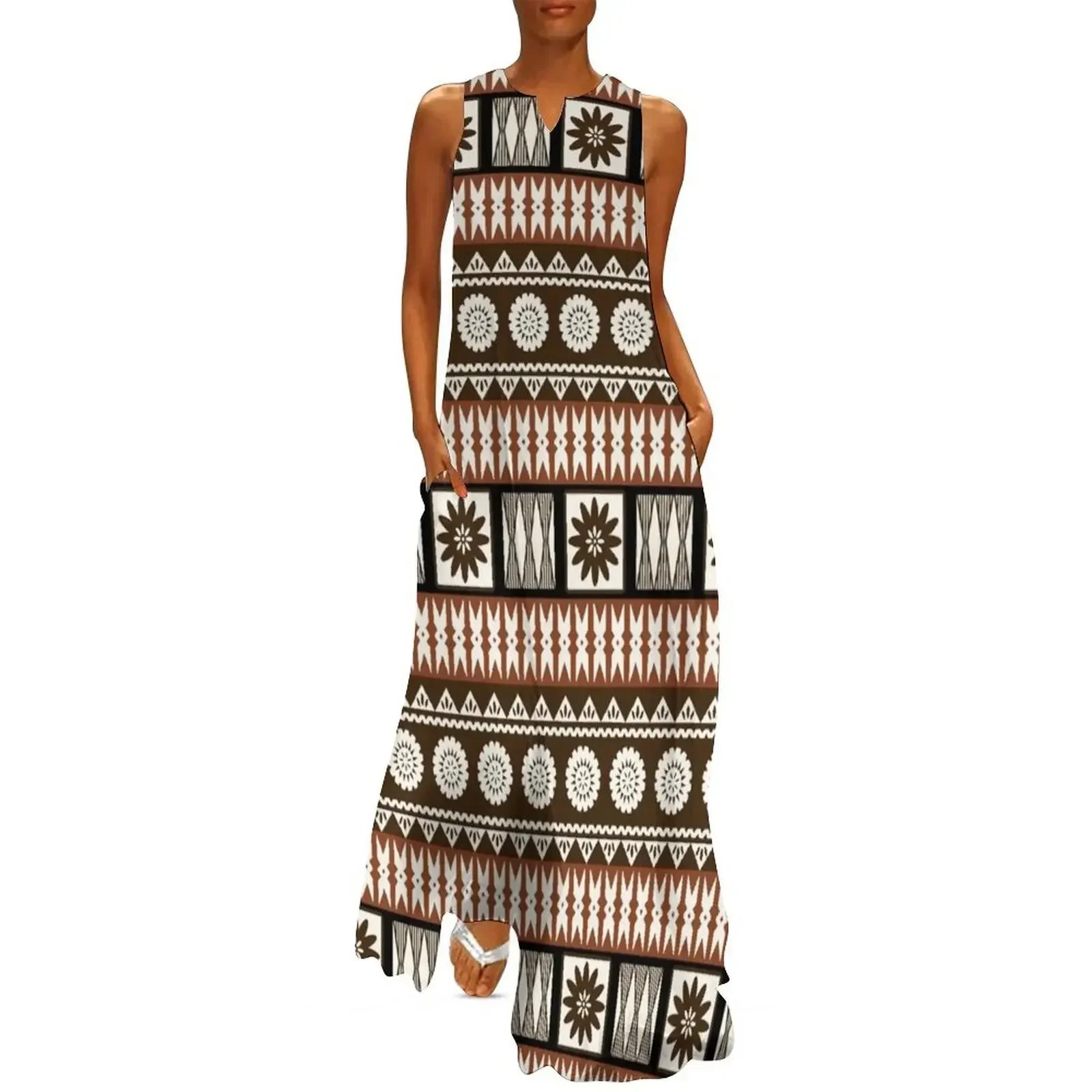 Fijian masi - tapa long dress элегантное