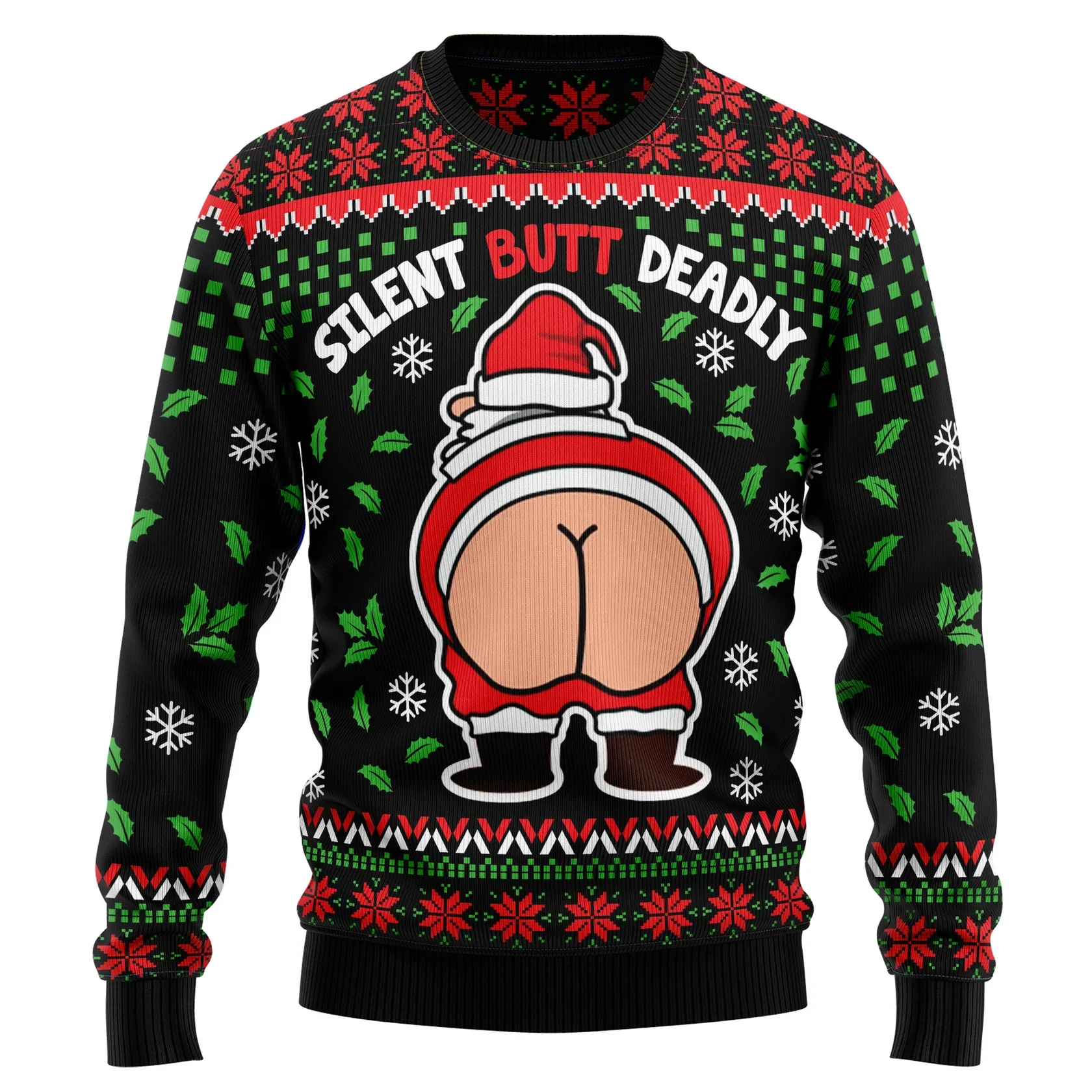 Забавный мужской свитер с 3d принтом silent butt deadly santa pattern