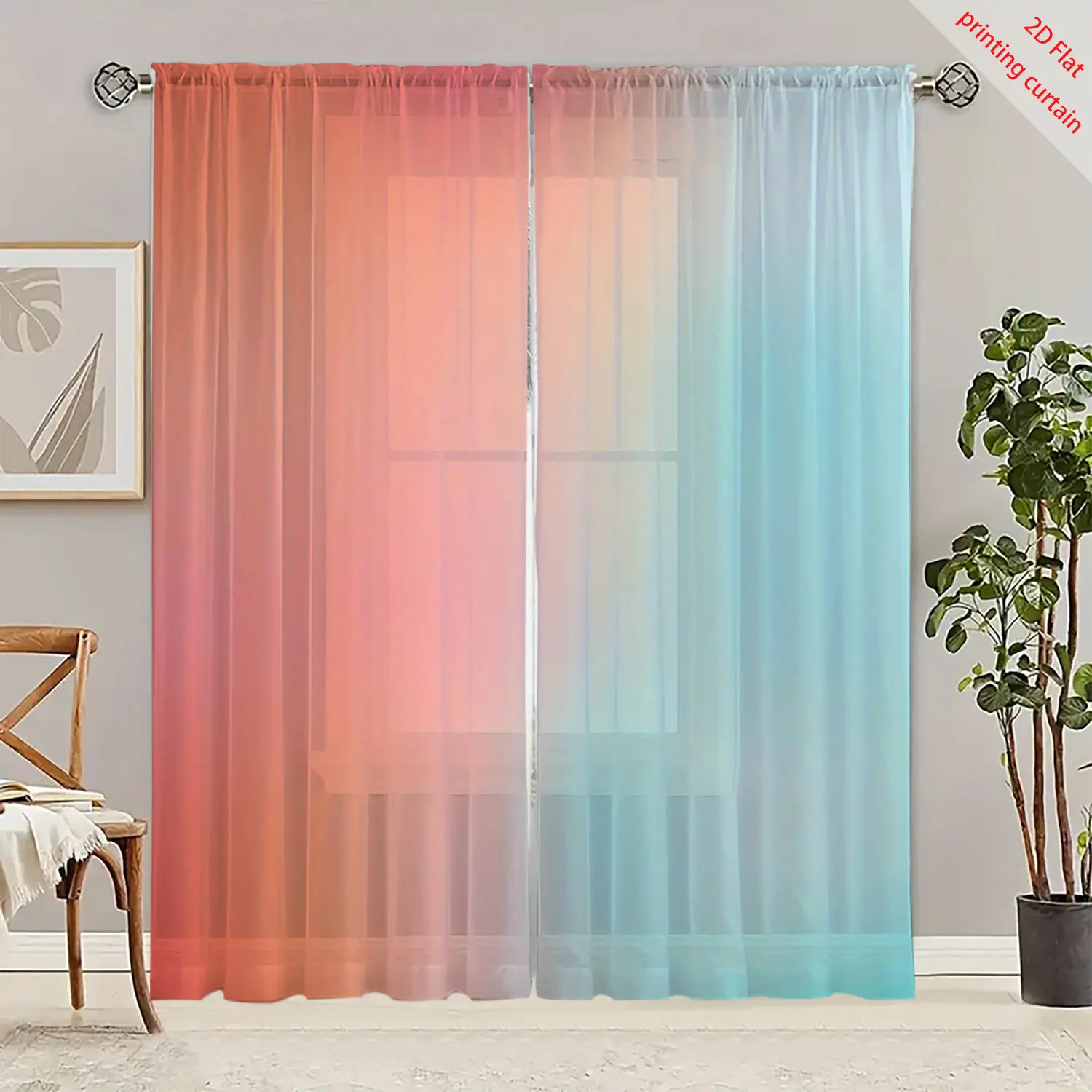 Мечтательная марлевая занавеска с принтом пузырей - Фотография_4