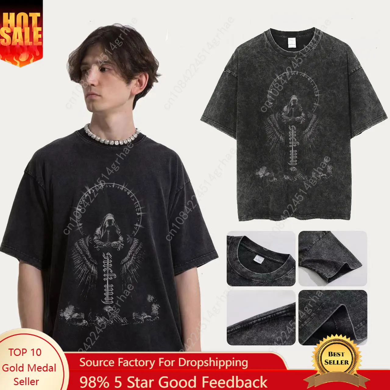 100% хлопок y2k стираные футболки в стиле хип-хоп