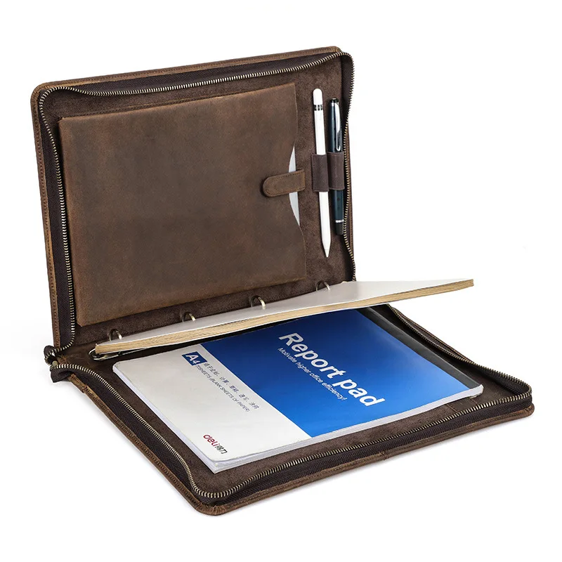 Чехол для ноутбука a4 crazy horse из натуральной кожи с петлей для ручки - Фотография_5