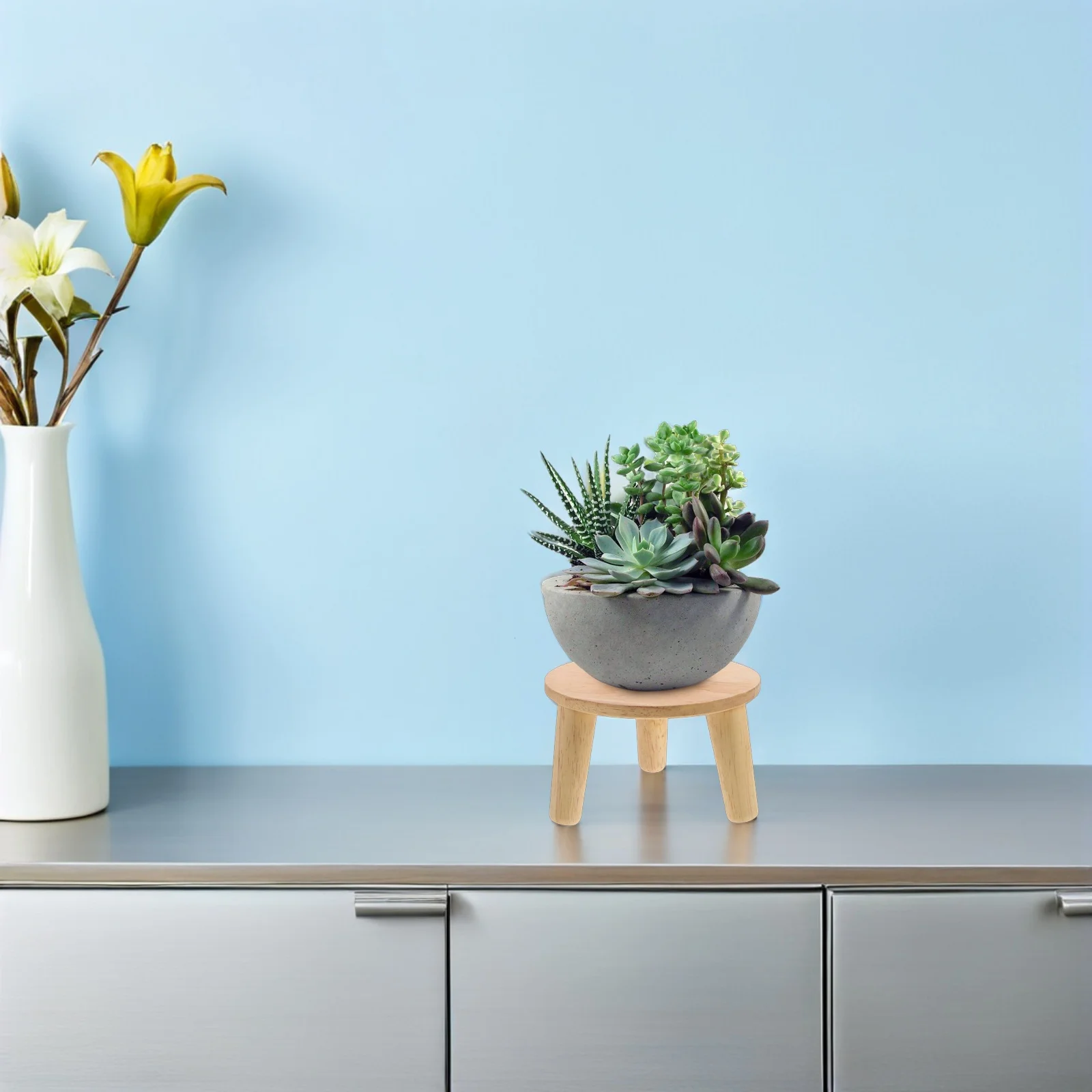 Подставка для цветов из цельного дерева - Фотография_2