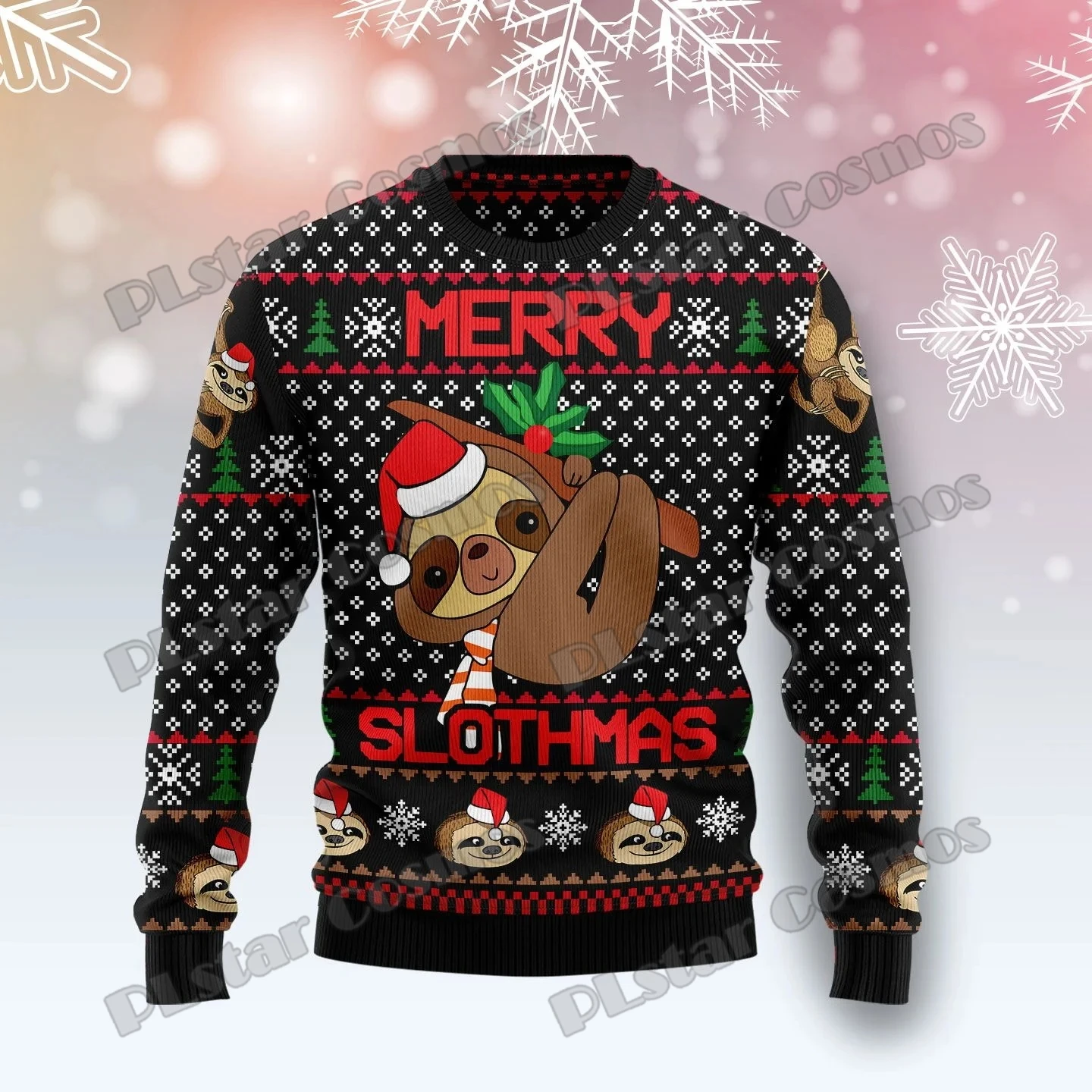 Мужской рождественский свитер plstar cosmos с 3d принтом крейзи ленивец - Фотография_6