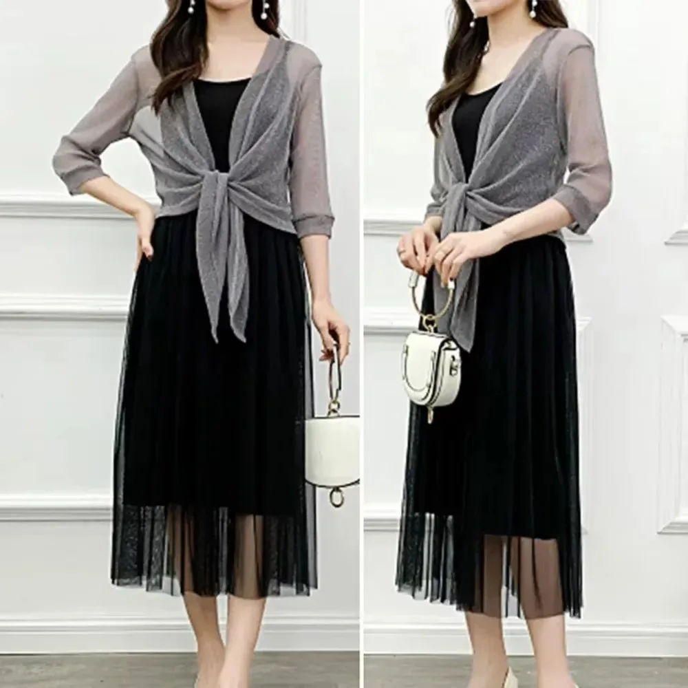 Женский блестящий кардиган на шнуровке - Фотография_4