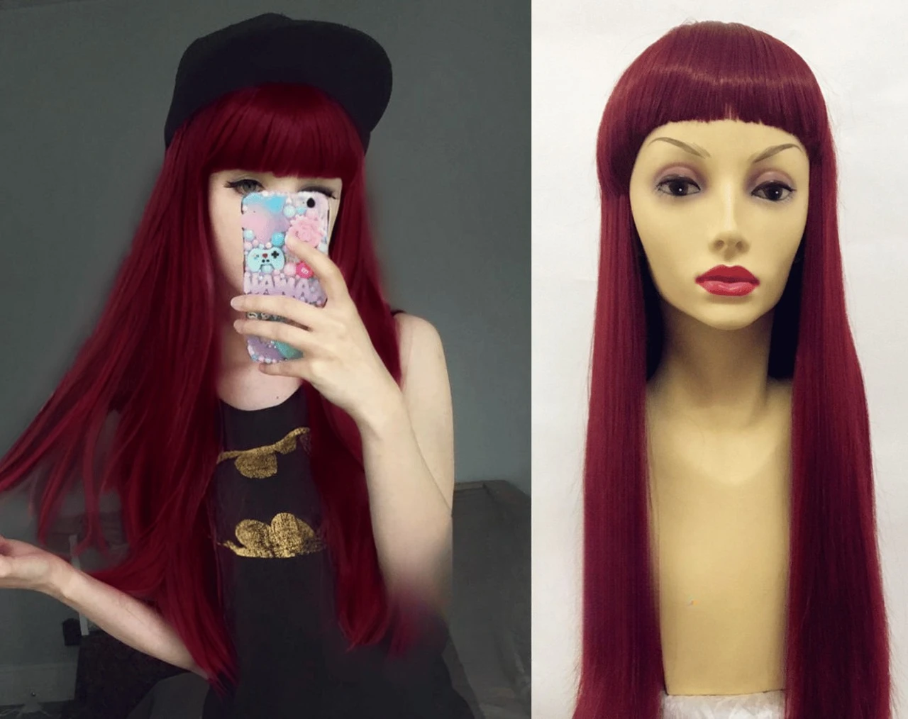 Deluxe длинный темно-красный прямой