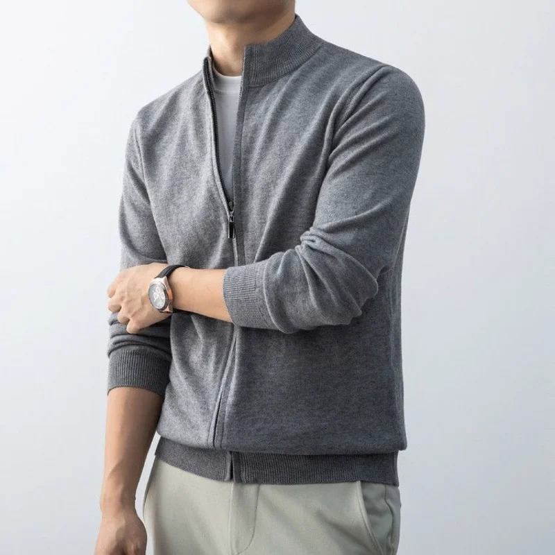 Повседневный вязаный кардиган с воротником-стойкой - Фотография_3