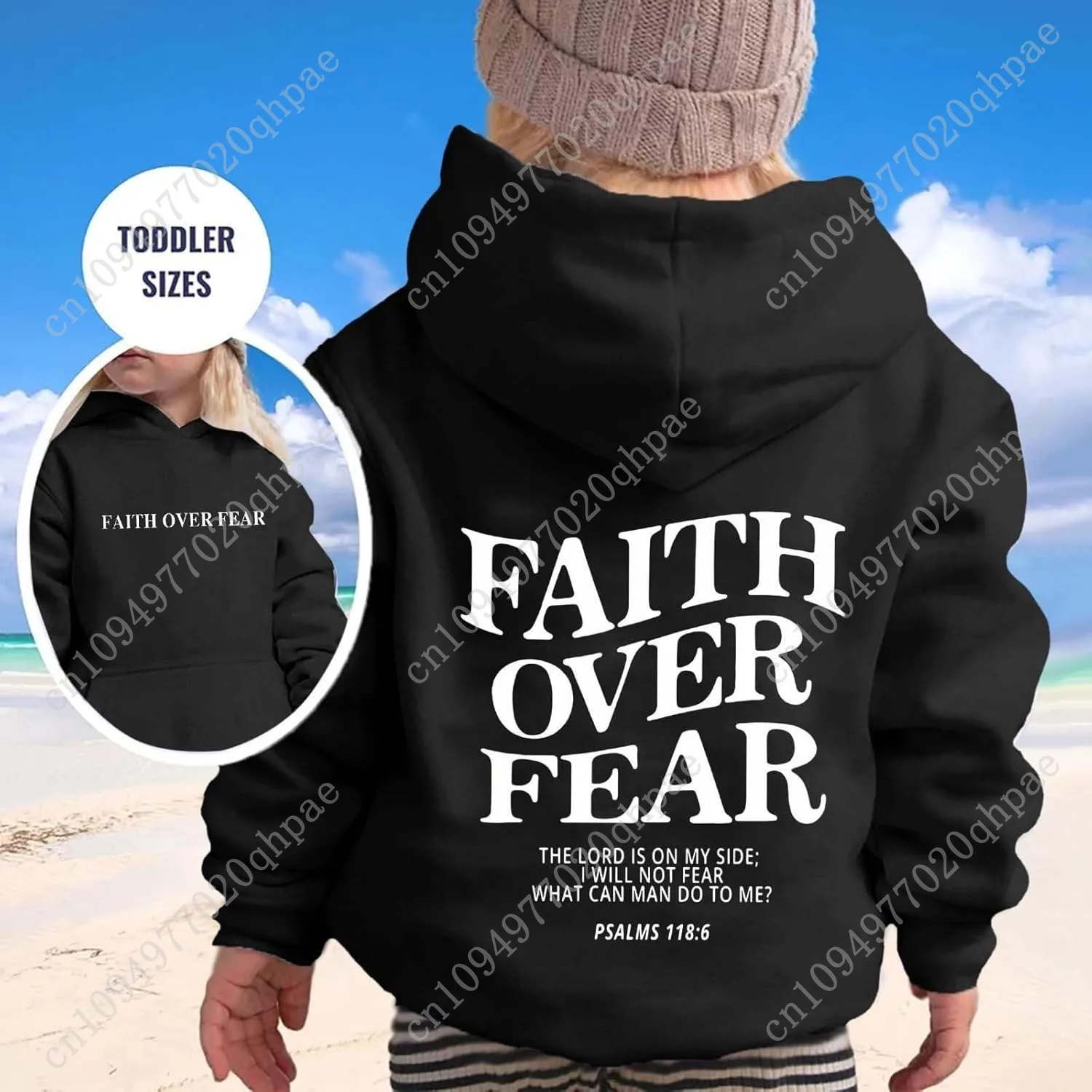 Толстовка с капюшоном «вера над страхами» для детей - Фотография_2